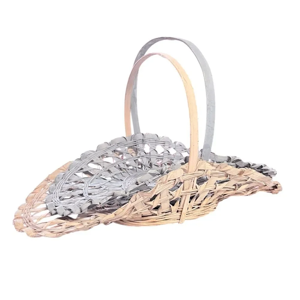 Wicker Flower Gathering Baskets Shabby Chic Set of Two